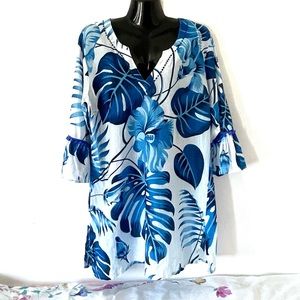 azúcar blue leaf cotton cover beach dress